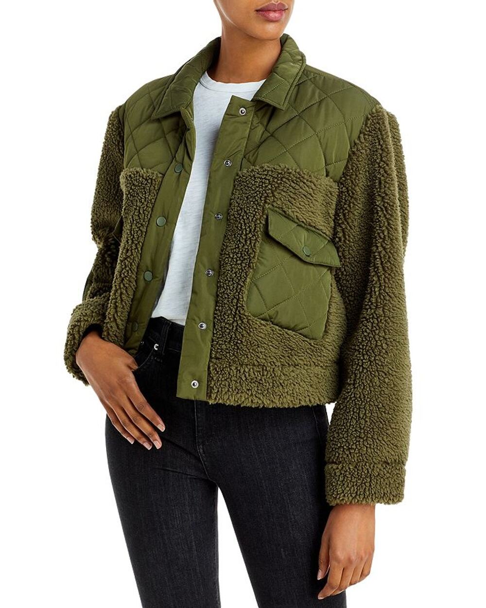 Rails Mixed Media Olive Peyton Jacket Size M
